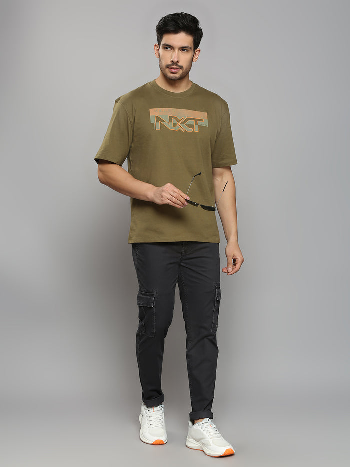 Men's Olive Solid Slim Fit T-Shirts