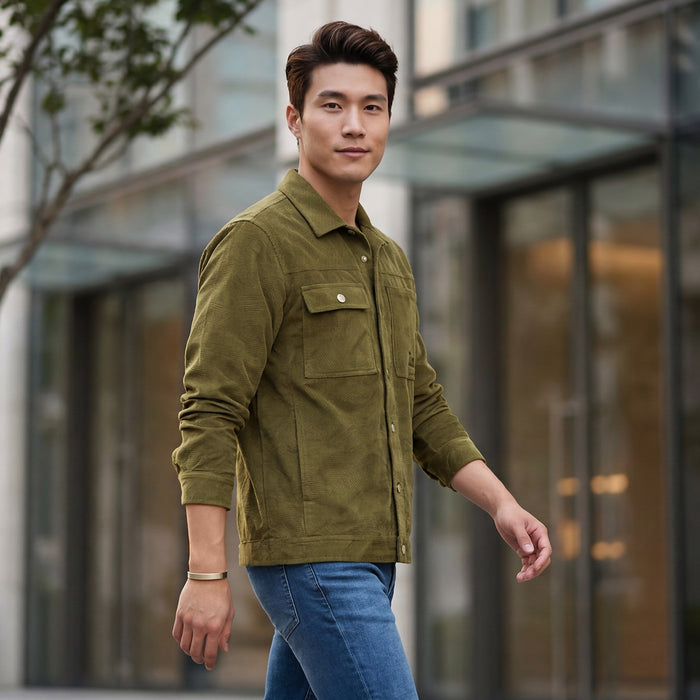Men's Olive Solid Straight Fit