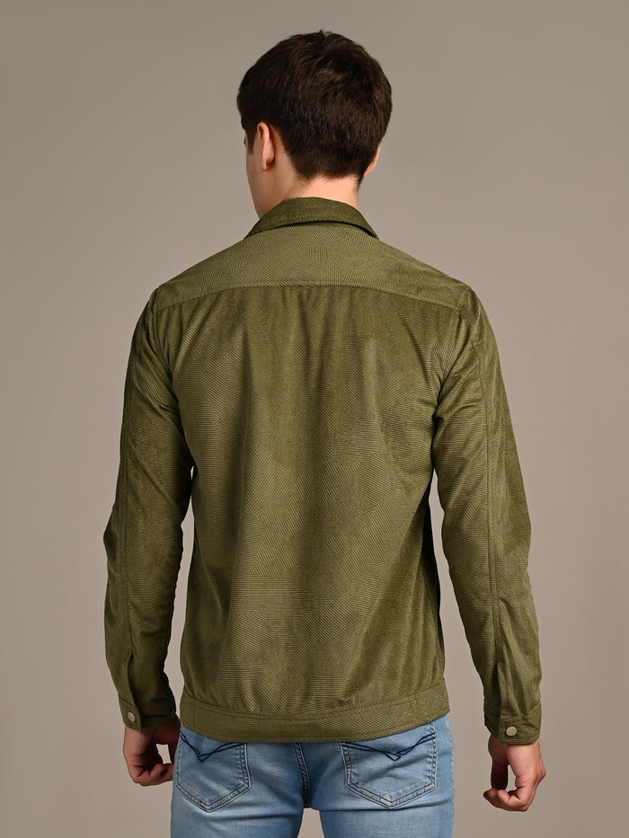 Men's Olive Solid Straight Fit