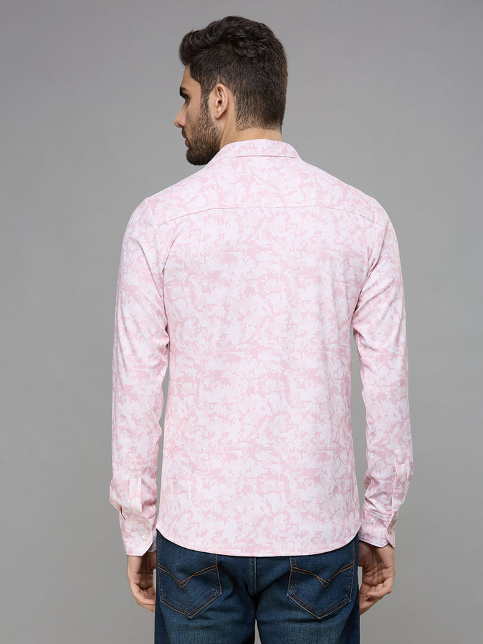 Men's Peach Printed Straight Fit