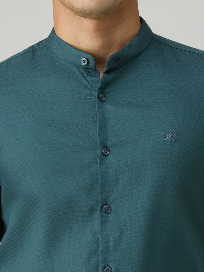 Men's Petrol Printed Slim Fit Shirts