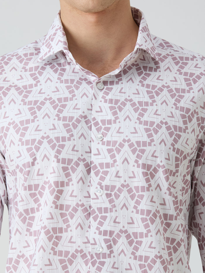 Men's Pink Printed Slim Fit Shirts