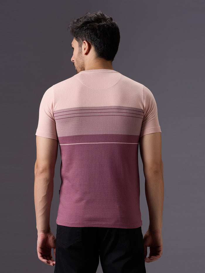 Men's Pink Printed Slim Fit T-Shirts