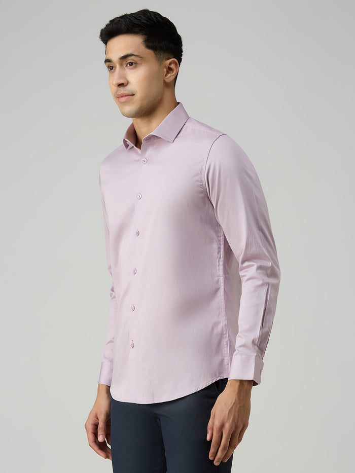 Men's Pink Solid Slim Fit Shirts