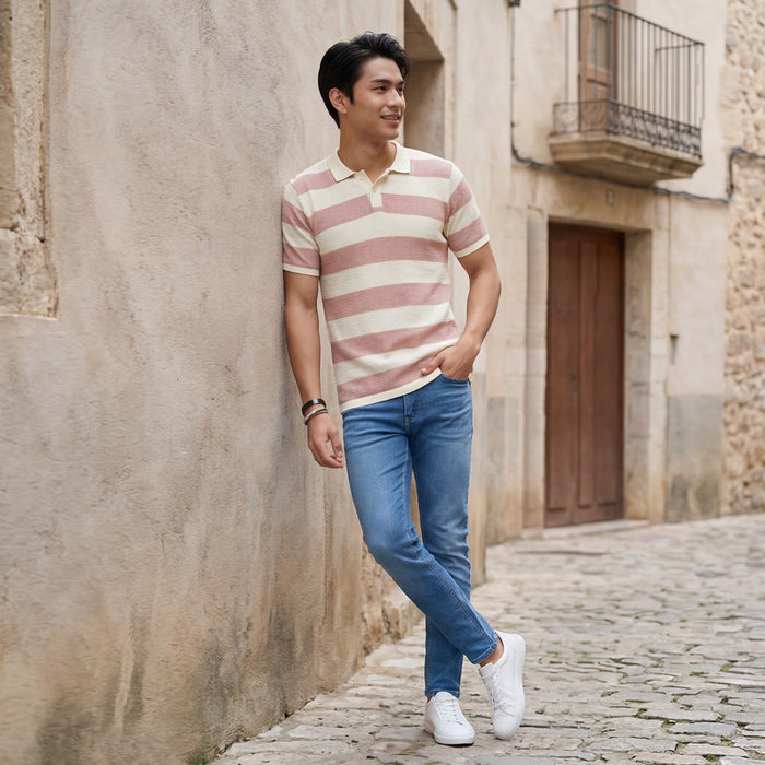 Men's Pink Striped Flat Knits