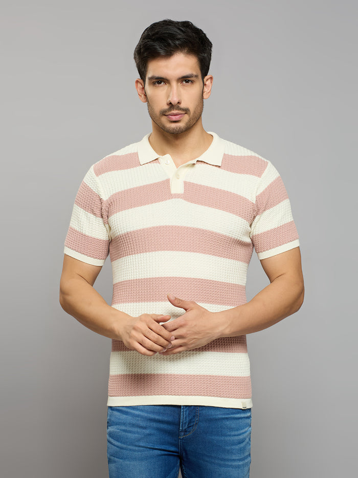Men's Pink Striped Flat Knits