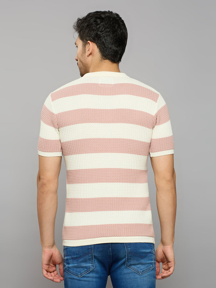 Men's Pink Striped Flat Knits