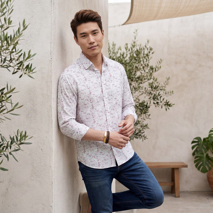 Men's Purple Printed Slim Fit Shirts