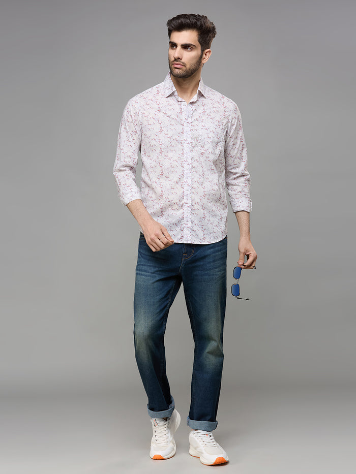 Men's Purple Printed Slim Fit Shirts