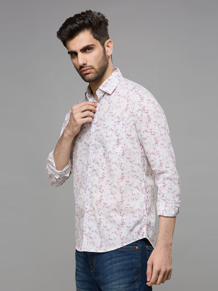 Men's Purple Printed Slim Fit Shirts