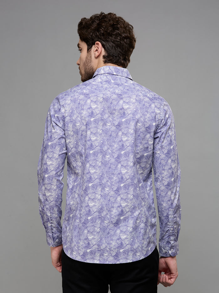 Men's Purple Printed Slim Fit Shirts