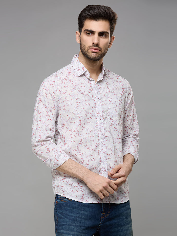 Men's Purple Printed Slim Fit Shirts