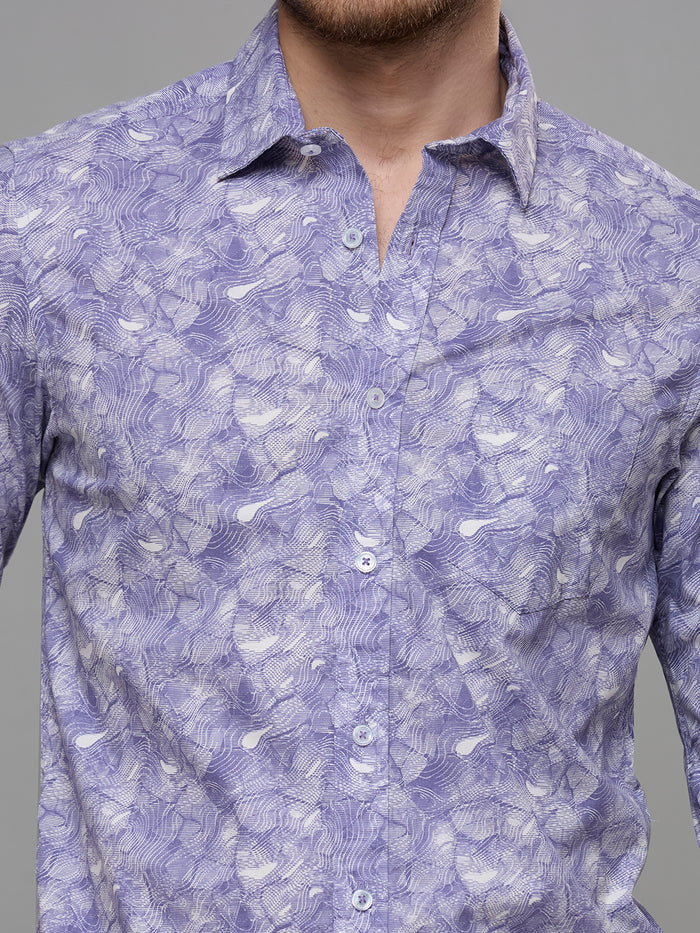 Men's Purple Printed Slim Fit Shirts