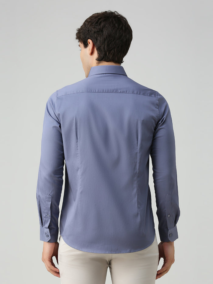 Men's Purple Solid Slim Fit Shirts