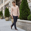 Men's Rust Striped Slim Fit Shirts