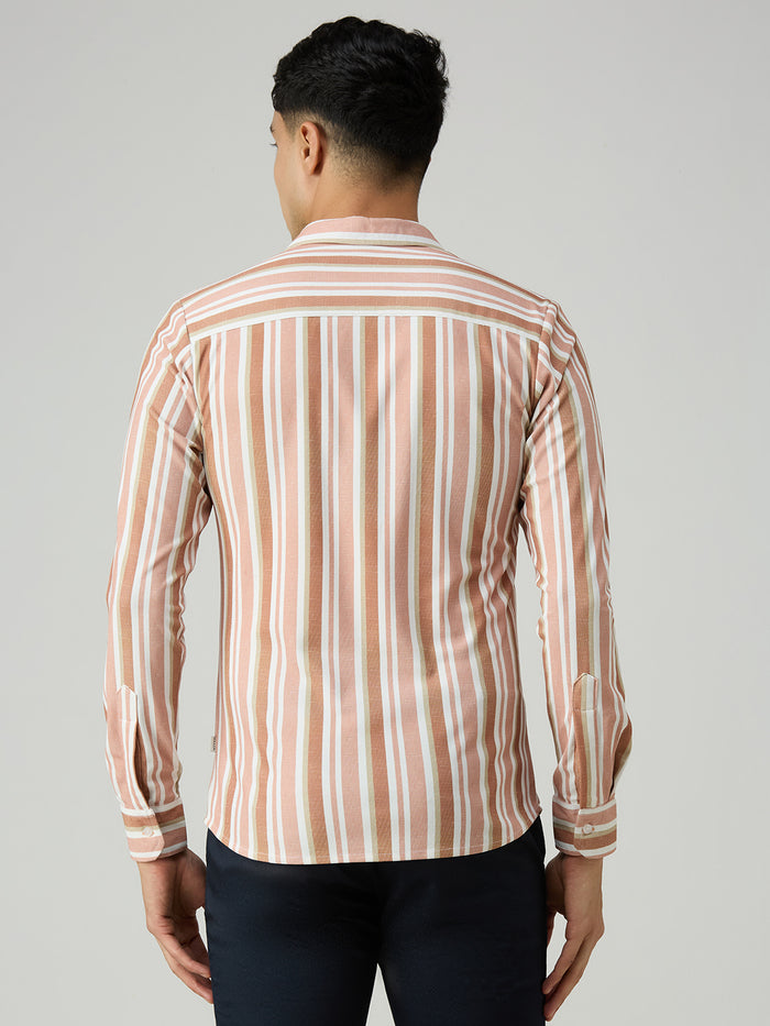 Men's Rust Striped Slim Fit Shirts