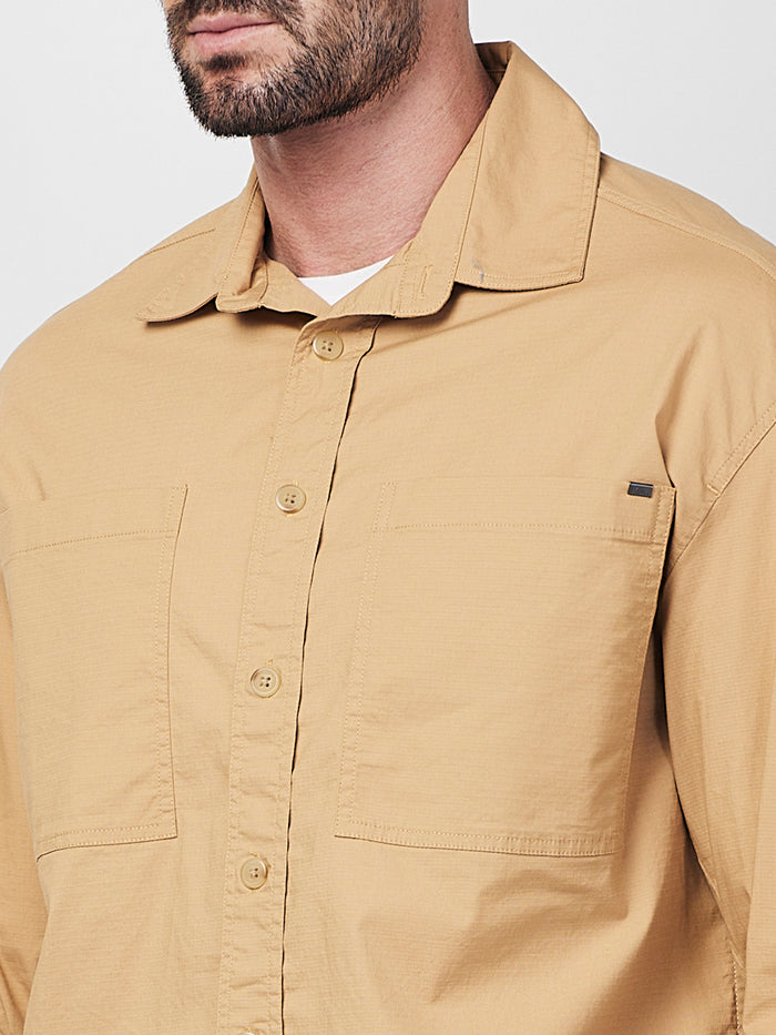 Men's Sand Solid Loose Fit Shirts
