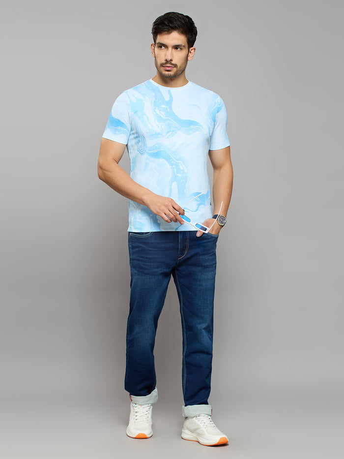 Men's Sky Printed Slim Fit T-Shirts
