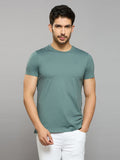 Men's Teal Solid Slim Fit T-Shirts