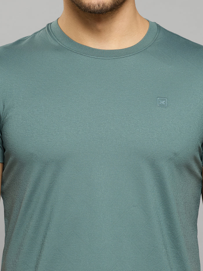 Men's Teal Solid Slim Fit T-Shirts