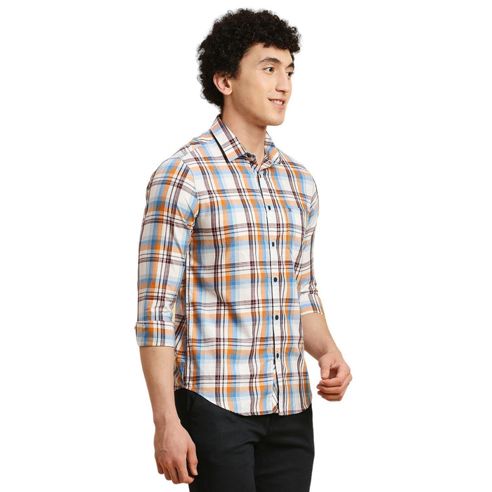 Men's White Checks Slim Fit Shirts