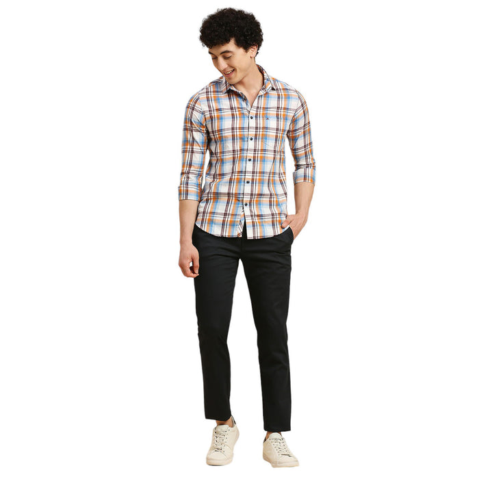 Men's White Checks Slim Fit Shirts