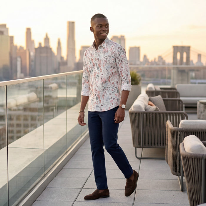 Men's White Printed Slim Fit Shirts