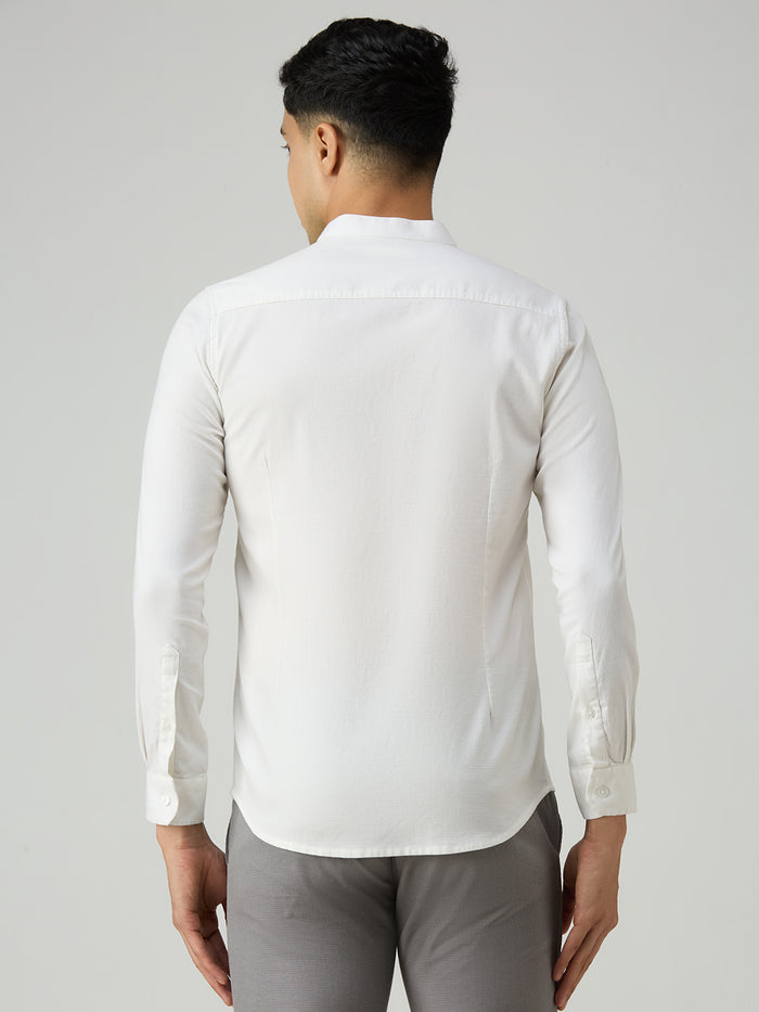 Men's White Printed Slim Fit Shirts