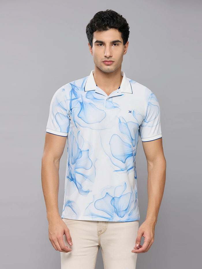 Men's White Printed Slim Fit T-Shirts
