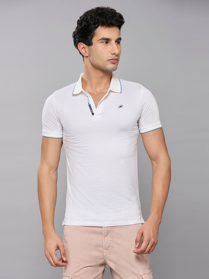 Men's White Printed Slim Fit T-Shirts