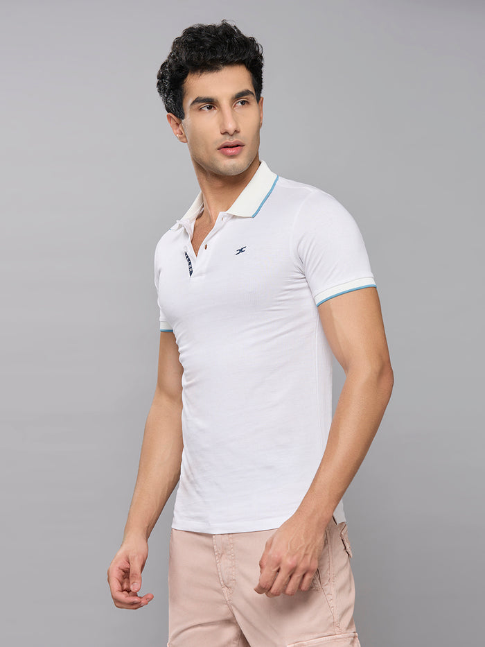 Men's White Printed Slim Fit T-Shirts