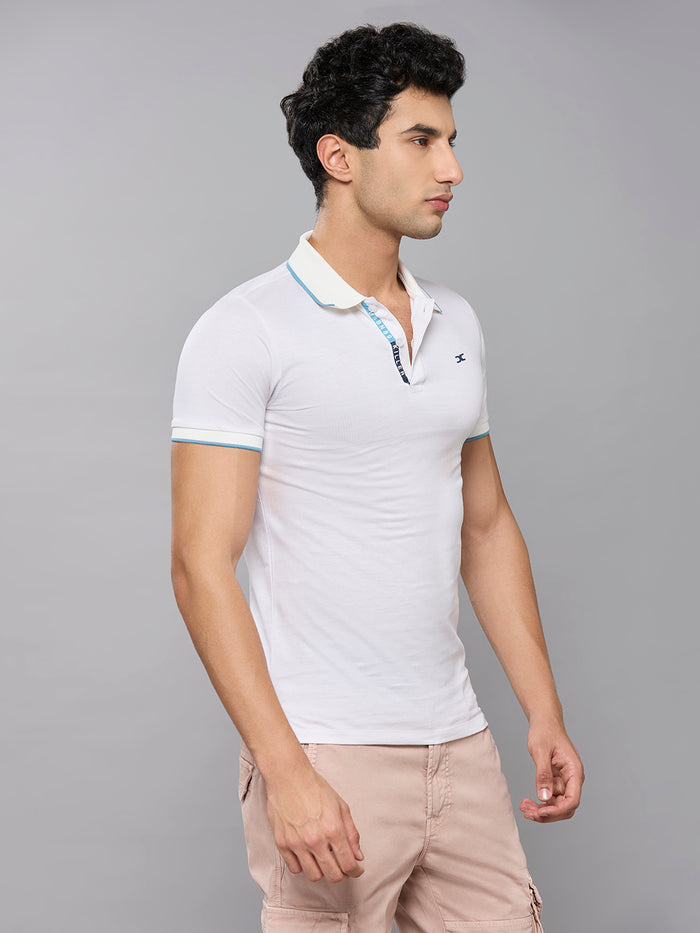 Men's White Printed Slim Fit T-Shirts