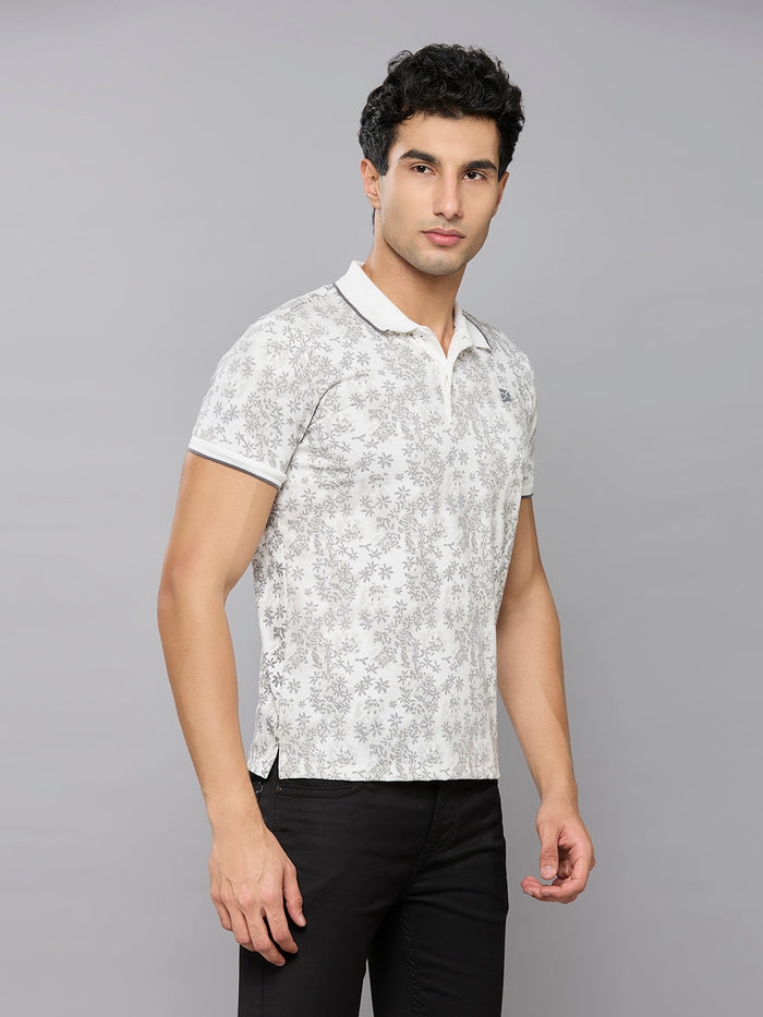 Men's White Printed Slim Fit T-Shirts