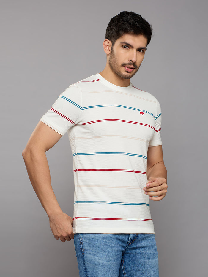 Men's White Printed Slim Fit T-Shirts