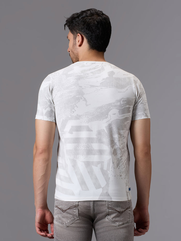 Men's White Printed Slim Fit T-Shirts