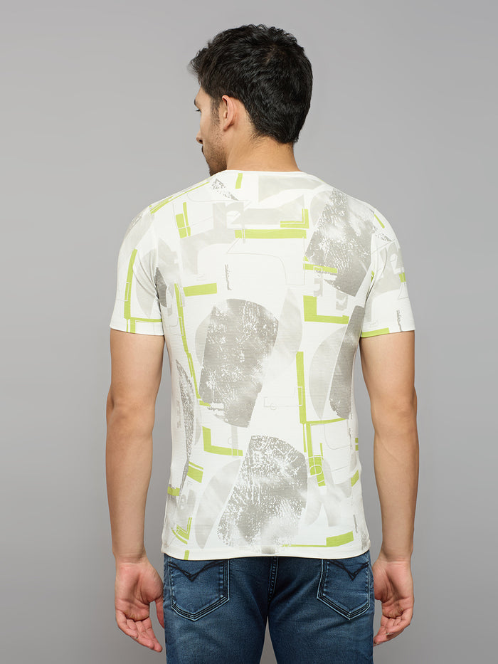 Men's White Printed Slim Fit T-Shirts