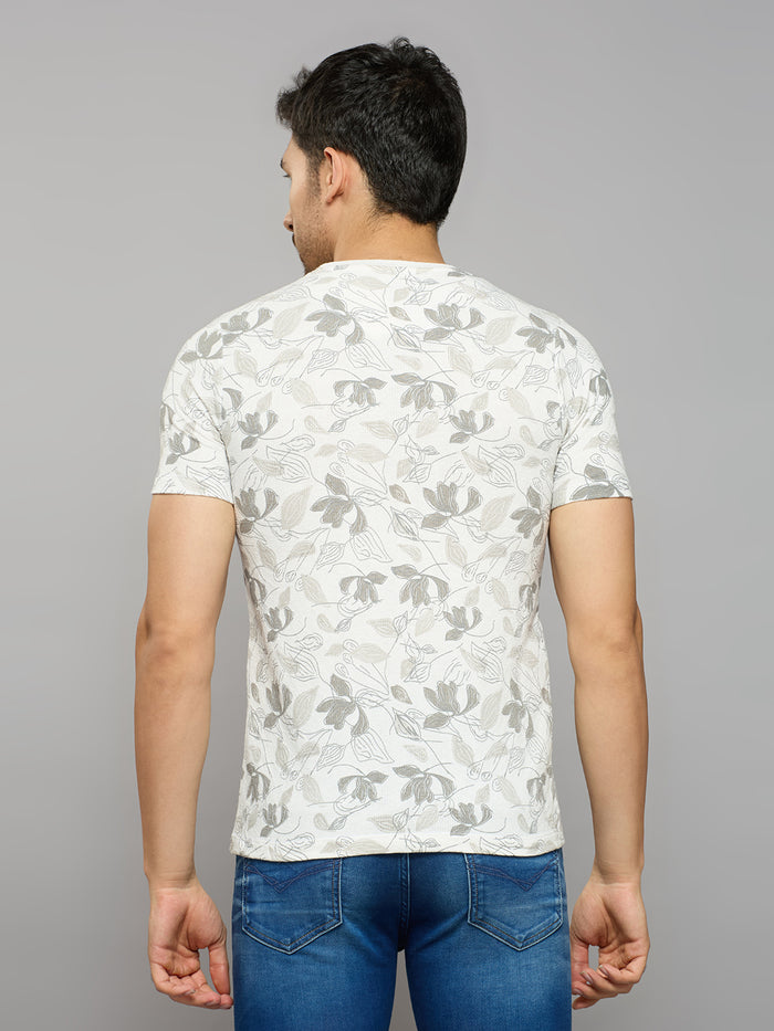 Men's White Printed Slim Fit T-Shirts