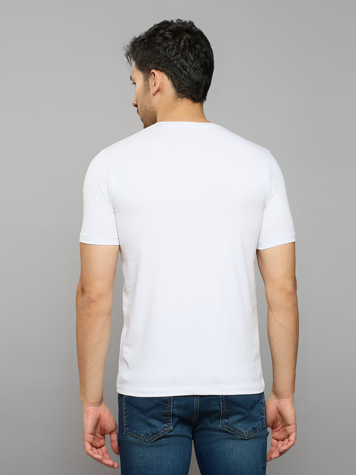 Men's White Printed Slim Fit T-Shirts