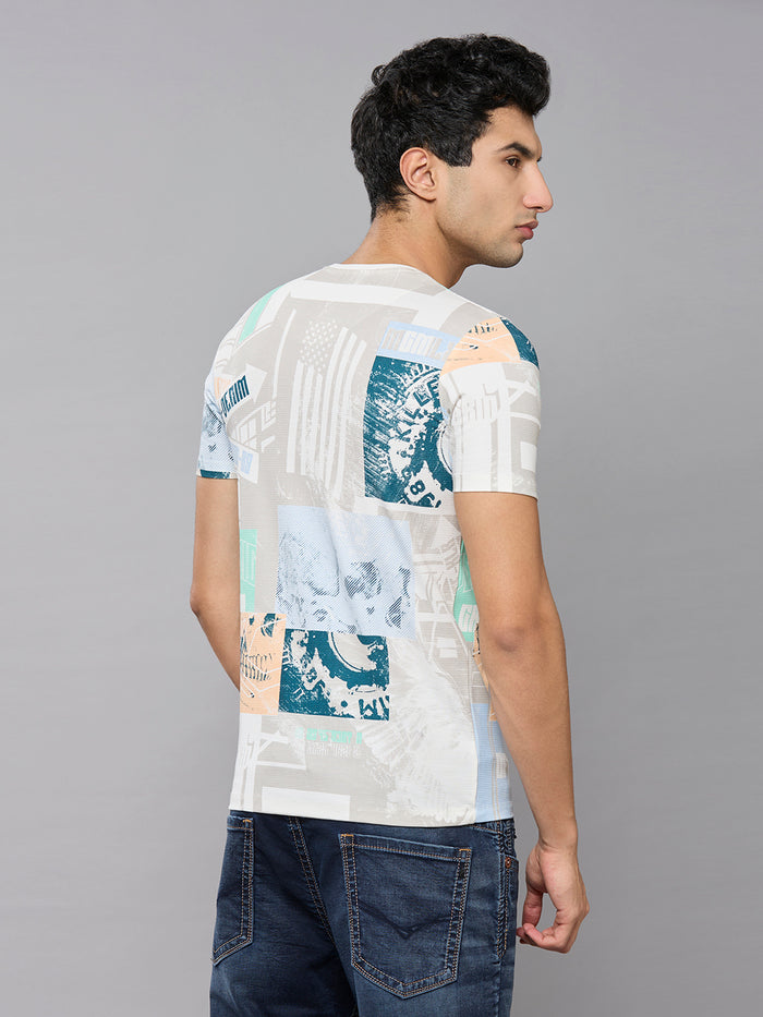 Men's White Printed Slim Fit T-Shirts