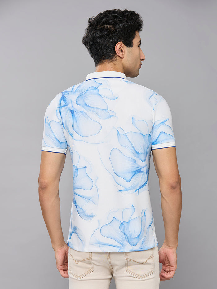 Men's White Printed Slim Fit T-Shirts