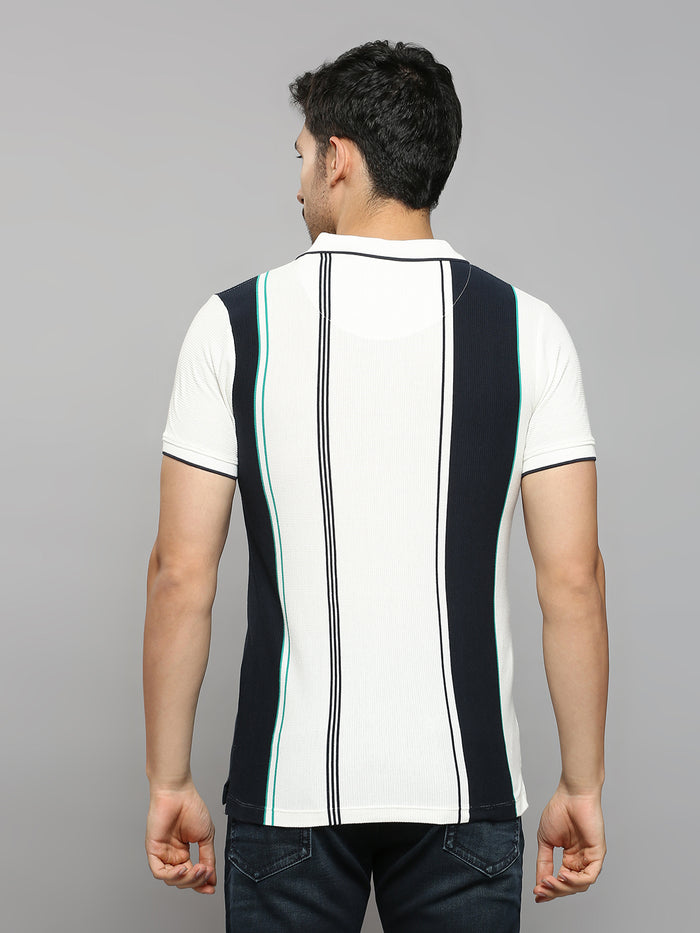 Men's White Printed Slim Fit T-Shirts