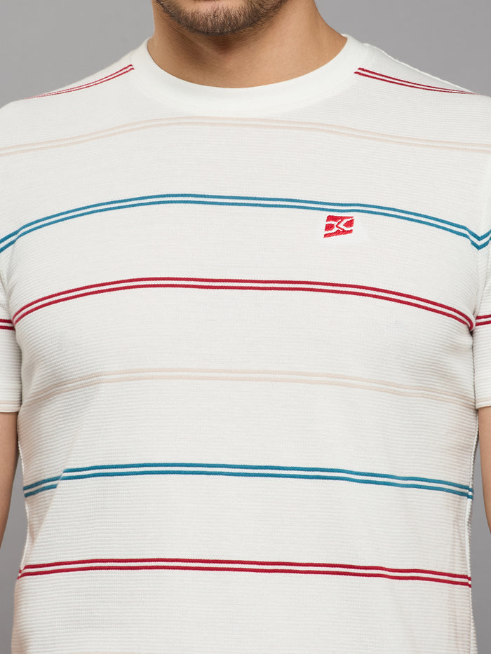 Men's White Printed Slim Fit T-Shirts