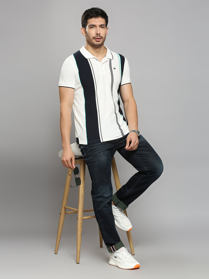 Men's White Printed Slim Fit T-Shirts