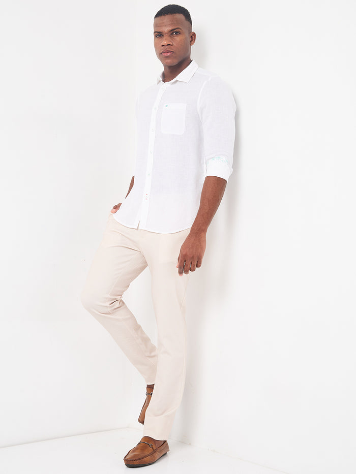 Men's White Solid Regular Fit Shirts