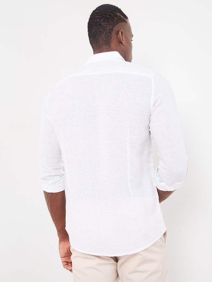 Men's White Solid Regular Fit Shirts