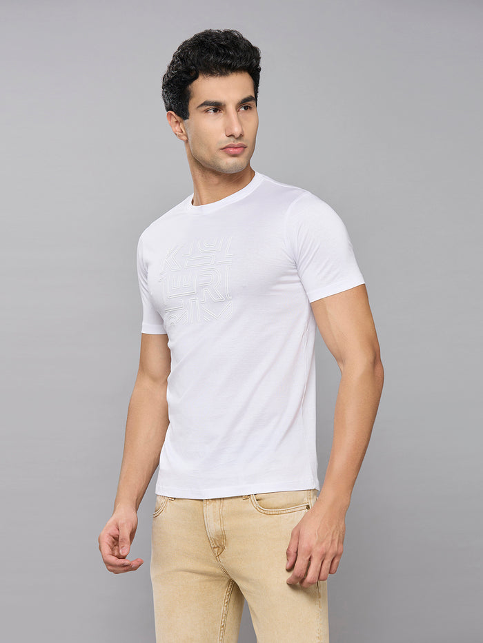 Men's White Solid Slim Fit T-Shirts