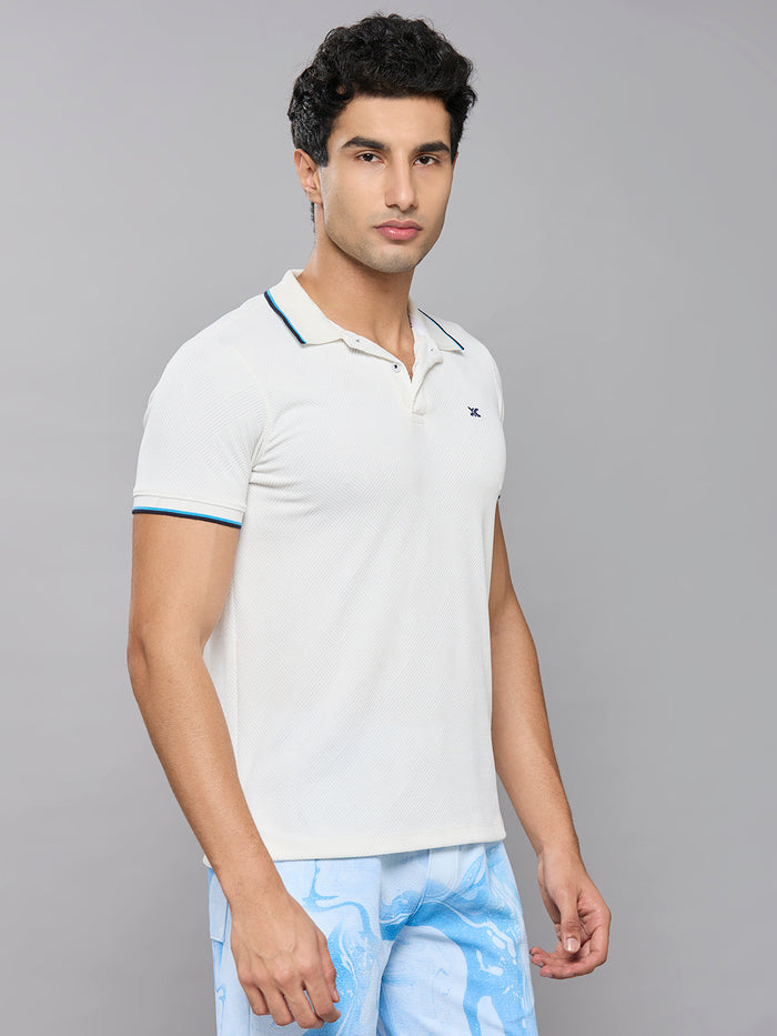 Men's White Solid Slim Fit T-Shirts