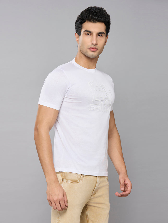 Men's White Solid Slim Fit T-Shirts
