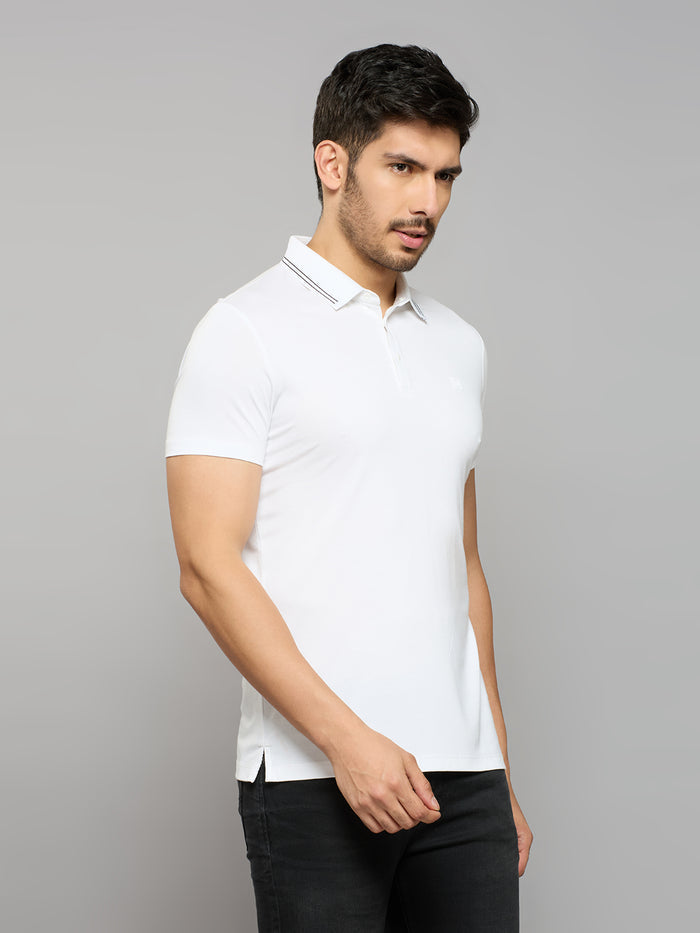 Men's White Solid Slim Fit T-Shirts