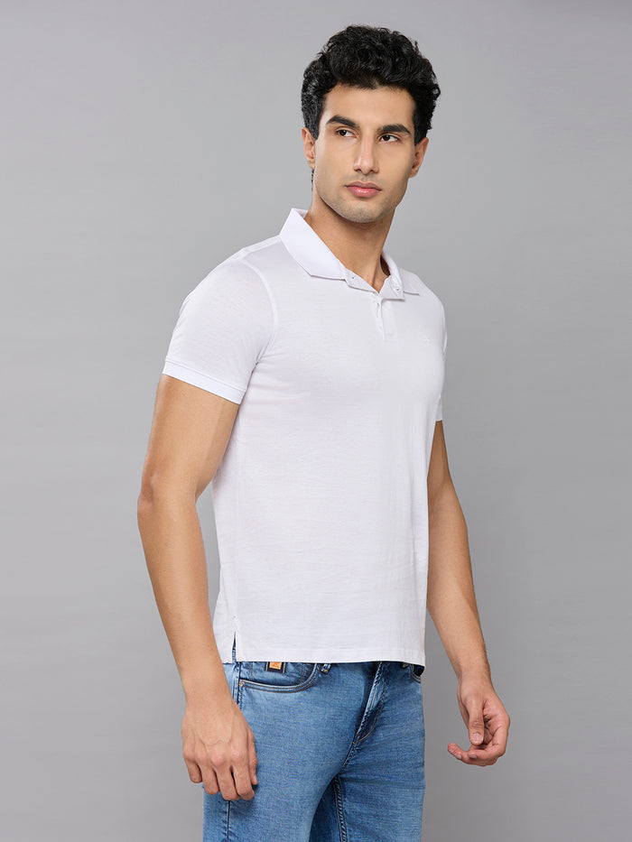 Men's White Solid Slim Fit T-Shirts